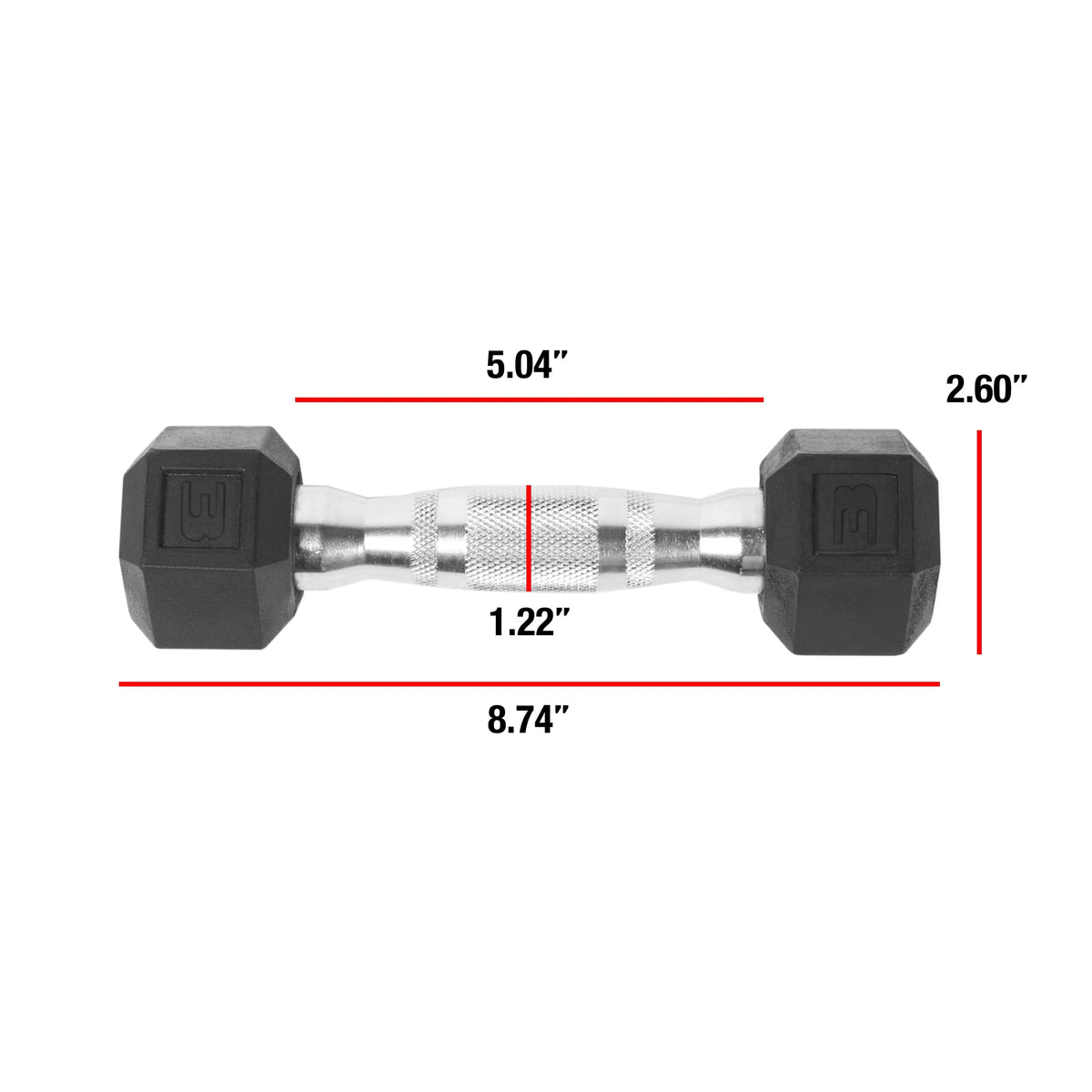 25lb Rubber Hex Dumbbell T8596