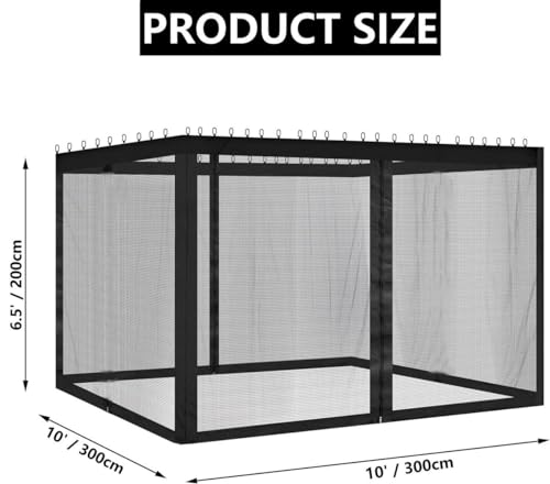 4-Panel Canopy Screen Wall with 2 Zippers (Black) Y806209