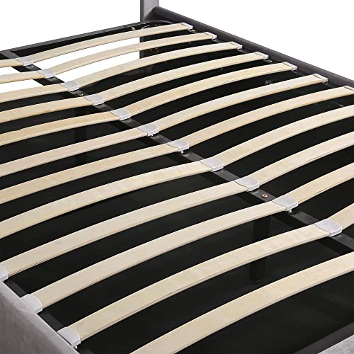 Queen Velvet Upholstered Storage Bed with LED Light S726