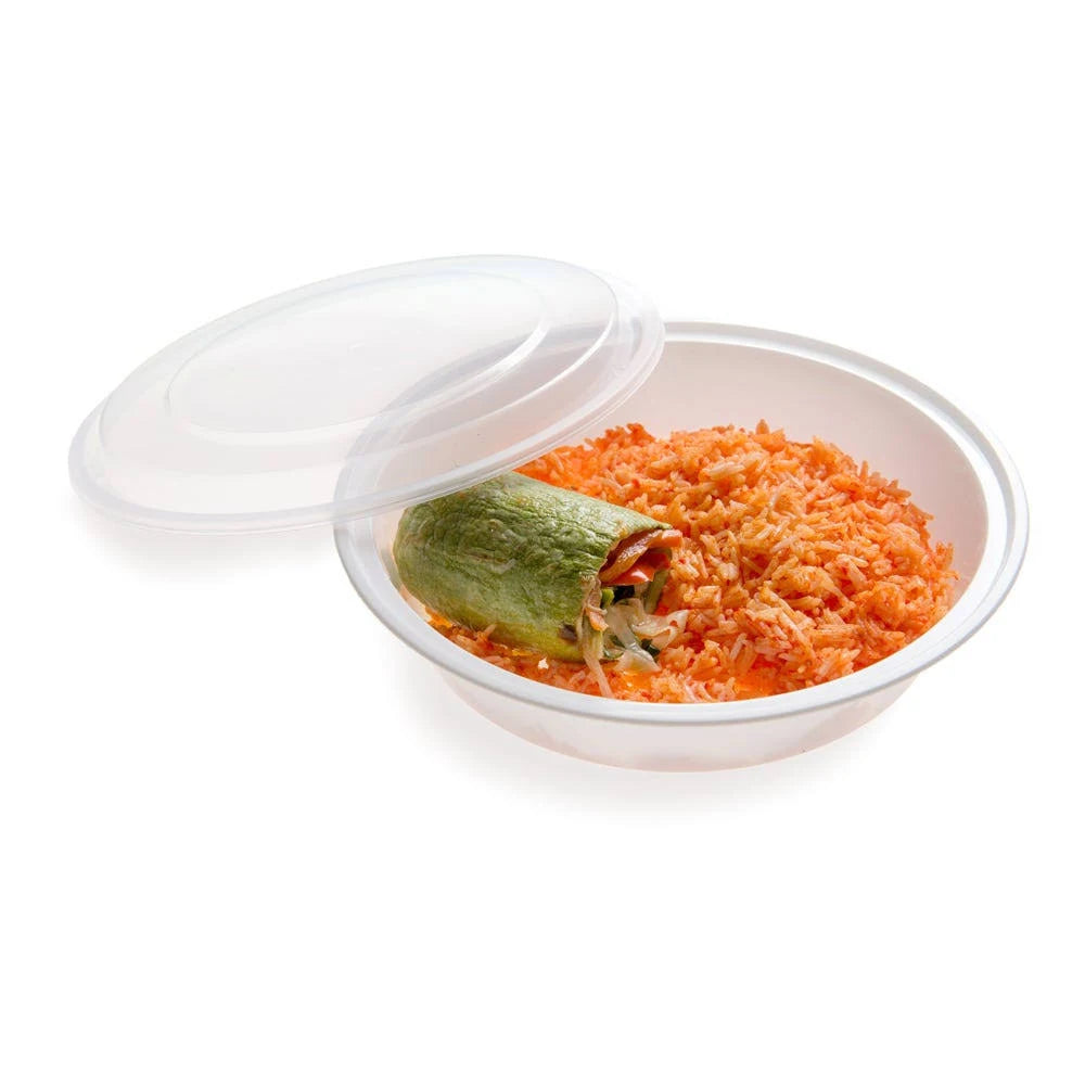 Microwavable BPA Free PP Round Take Out Food Container with Clear Plastic Lid T5291