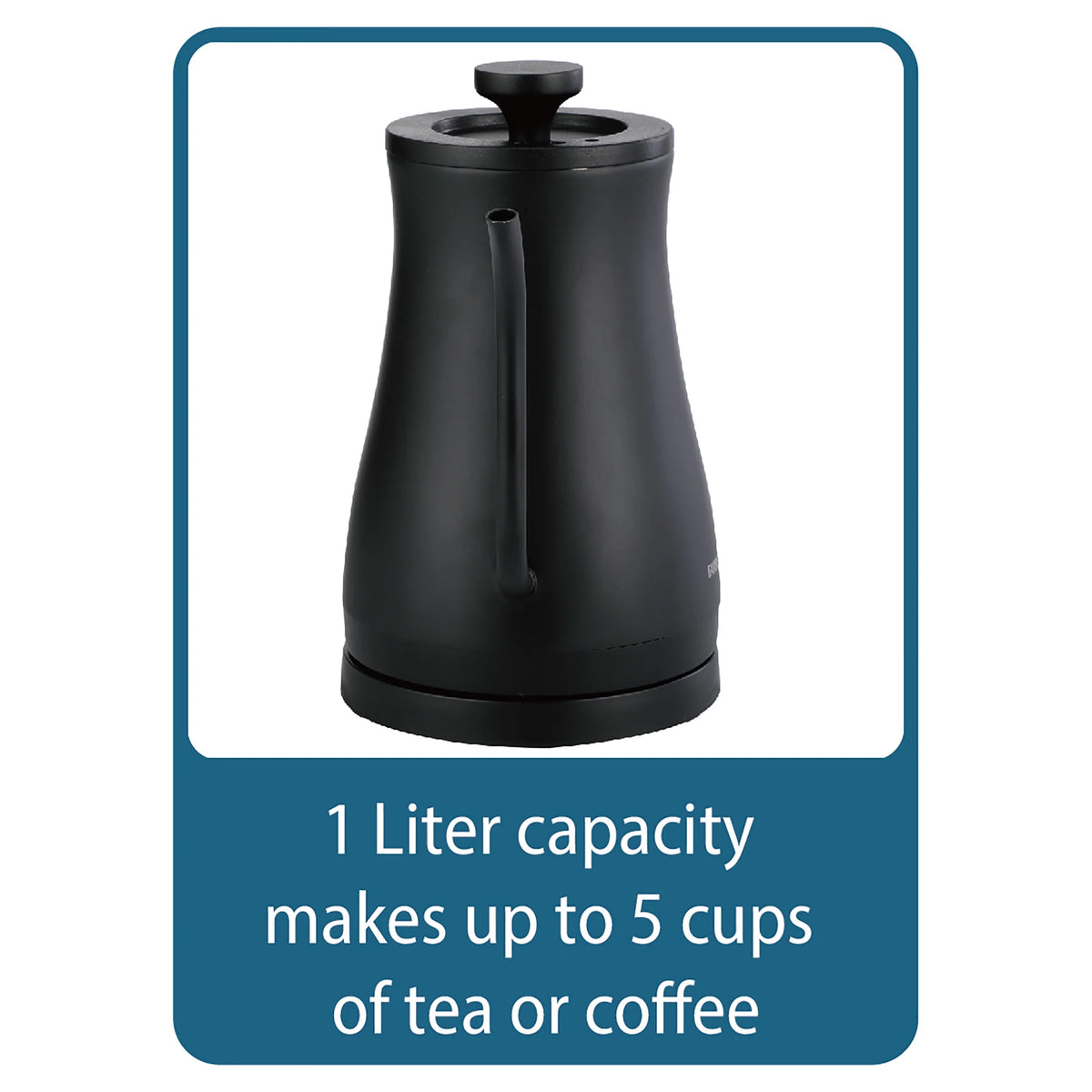Black 1 Liter Gooseneck Electric Kettle Q8169