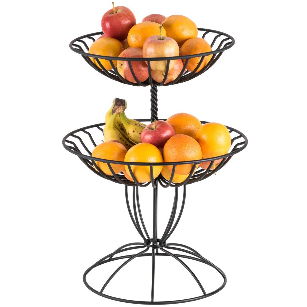 Two Tier Wrought Iron Food Baskets V91314
