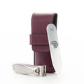 Nail clipper and Glass Nail File Set in Purple Leather Case T7624