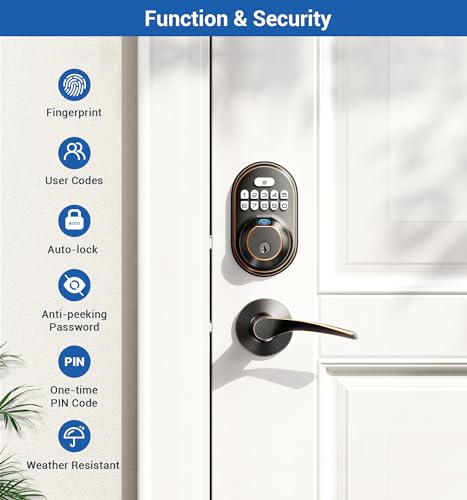 Oil Rubbed Bronze Keyless Entry Door Lock with 2 Lever Handles T595767