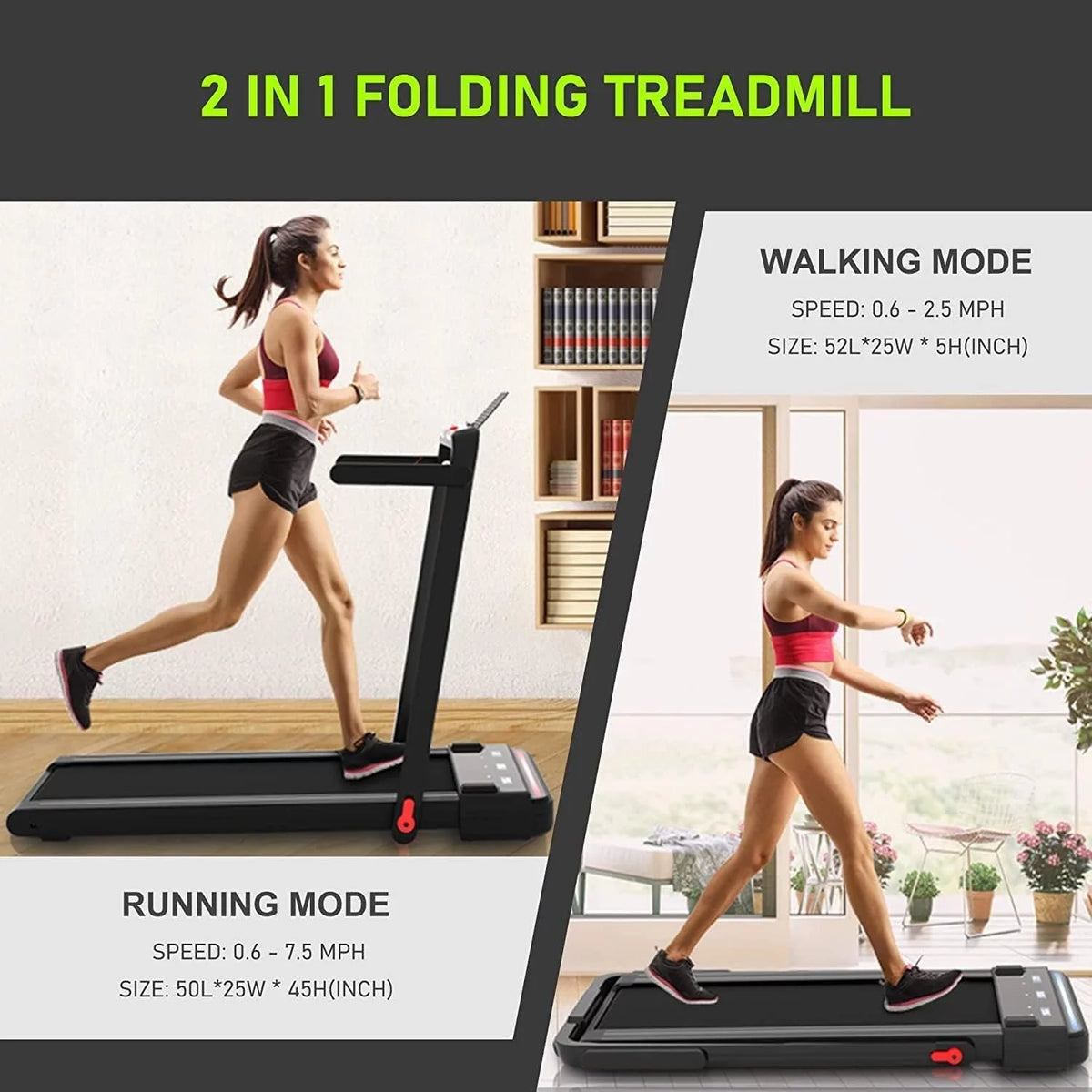 2 in 1 Folding Portable Under Desk Treadmill with Remote Control V837
