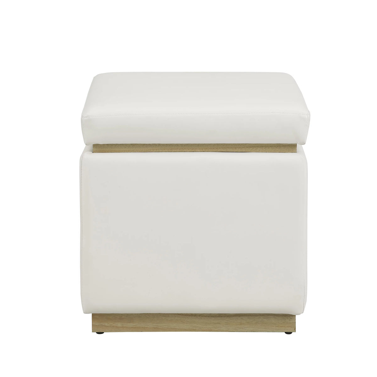 White Faux Leather Square Storage Ottoman Y5227