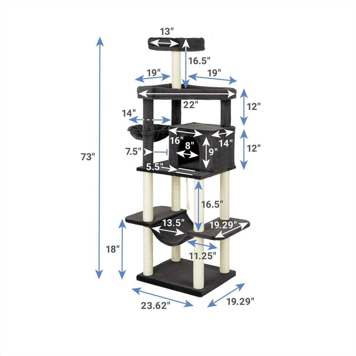 73-in Cat Tree with Hammock and Condo I75272