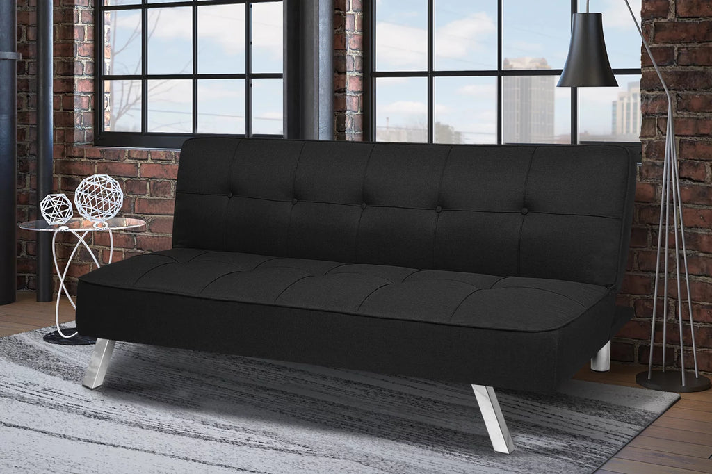 Black Convertible Fabric Futon Sofa Bed H831733