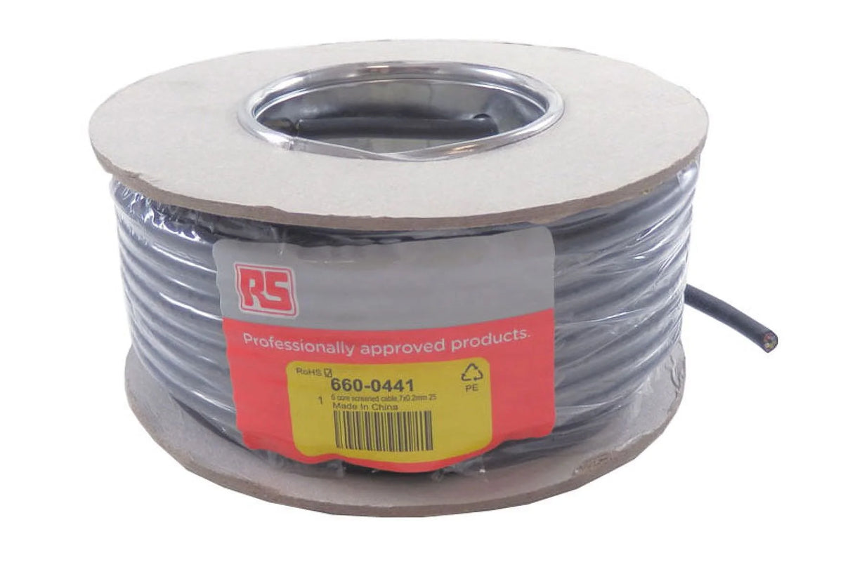 6 Core 25m Industrial Screened Black PVC Sheath Cable Q634