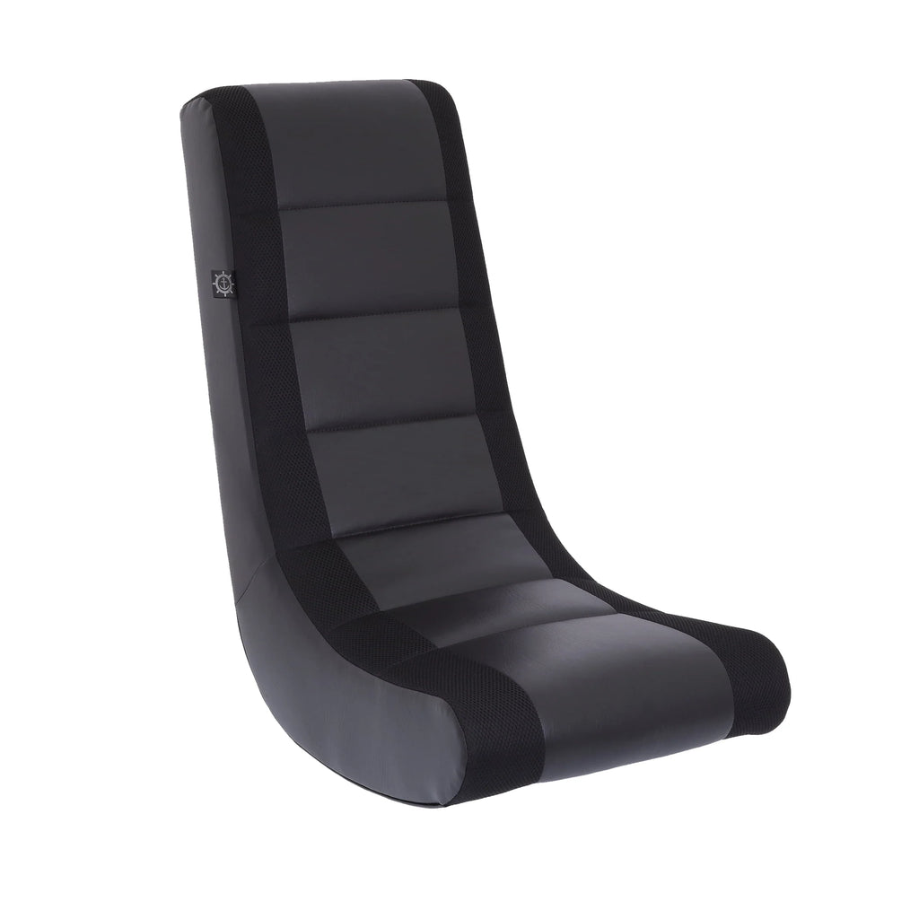 Black Red Faux Leather Polyester Mesh Video Rocker Floor Gaming Chair F761