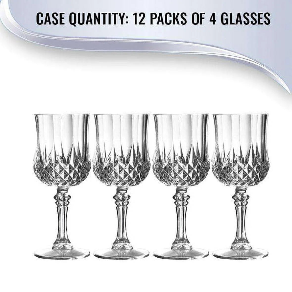 8 oz Crystal Cut Plastic Wine Glasses 48ct O5030