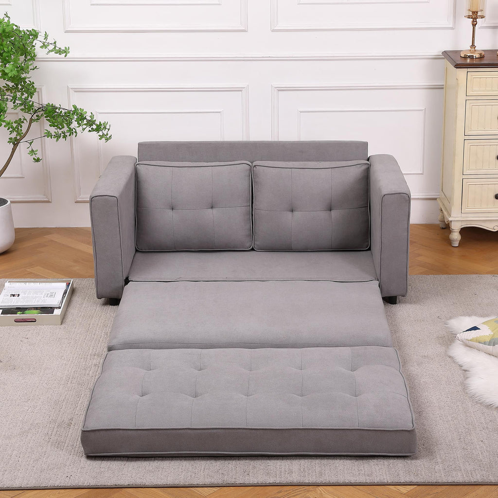 Upholstered Convertible Futon Sofa Bed with Side Pockets X97107