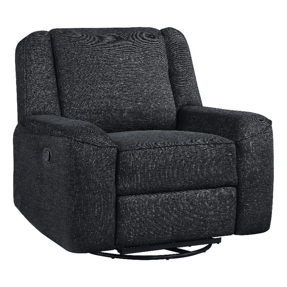 Ebony Chenille Upholstered Swivel Reclining Chair T8774