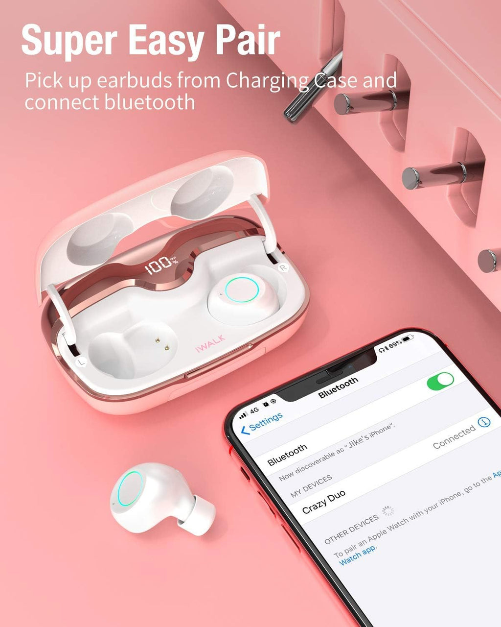 4500mAh Portable Charger USB C Battery Pack, 2500mAh Wireless Earbuds, Power Bank, Pack of 2 G6825