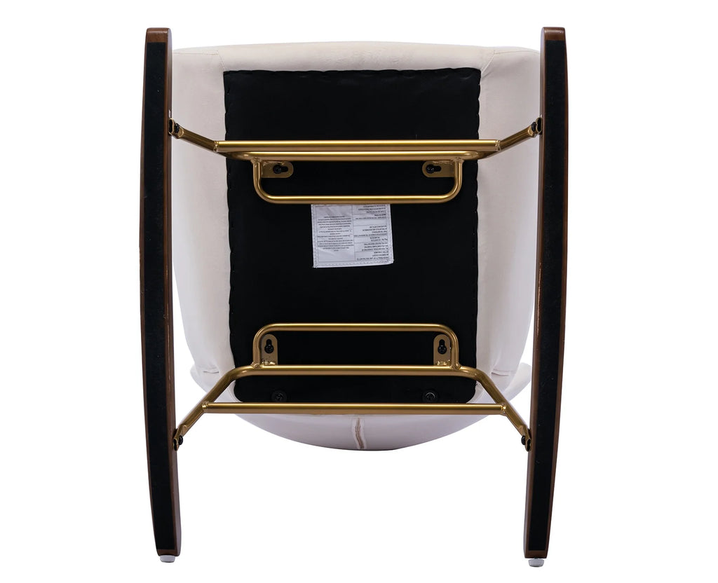 Cream Velvet Wingback Rocking Chair L6308
