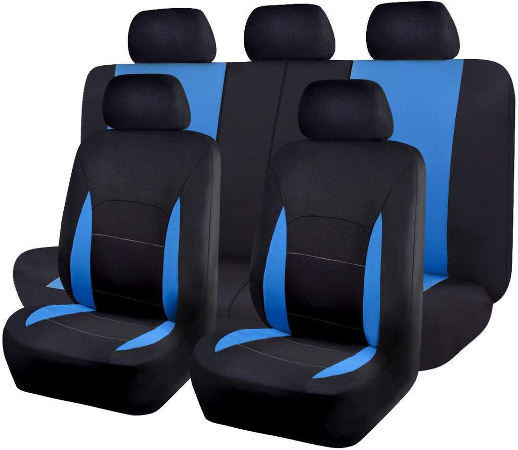 Black Purple Polyester Car Seat Covers Full Set Low Back Pack of 2 H6740