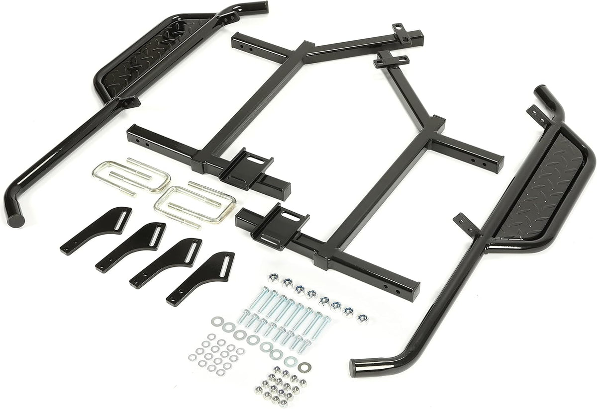 Black Steel Running Boards Set of 2 Side Step Rails B158