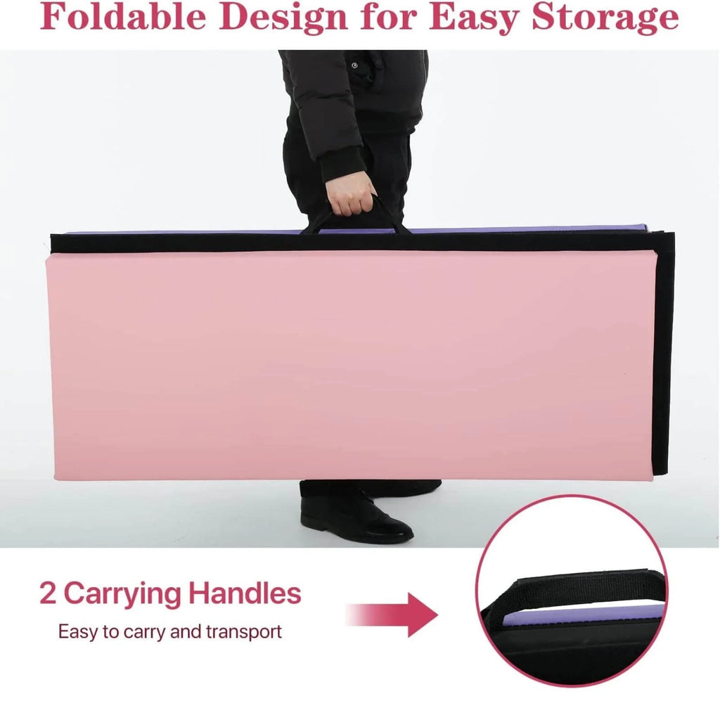 4-Folding Gymnastics Mat 6x4x2 with Carrying Handles W5778