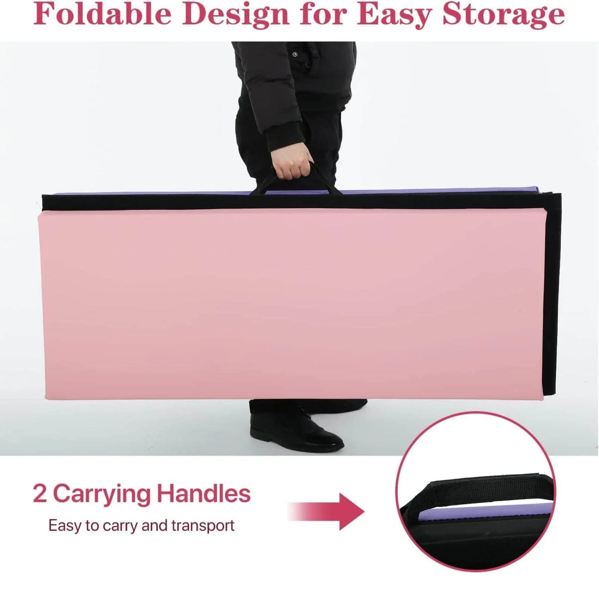 4-Folding Gymnastics Mat 6x4x2 with Carrying Handles W5778