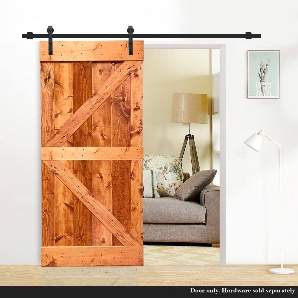 Red Walnut Stained Solid Pine Wood Interior Sliding Barn Door Slab G2905