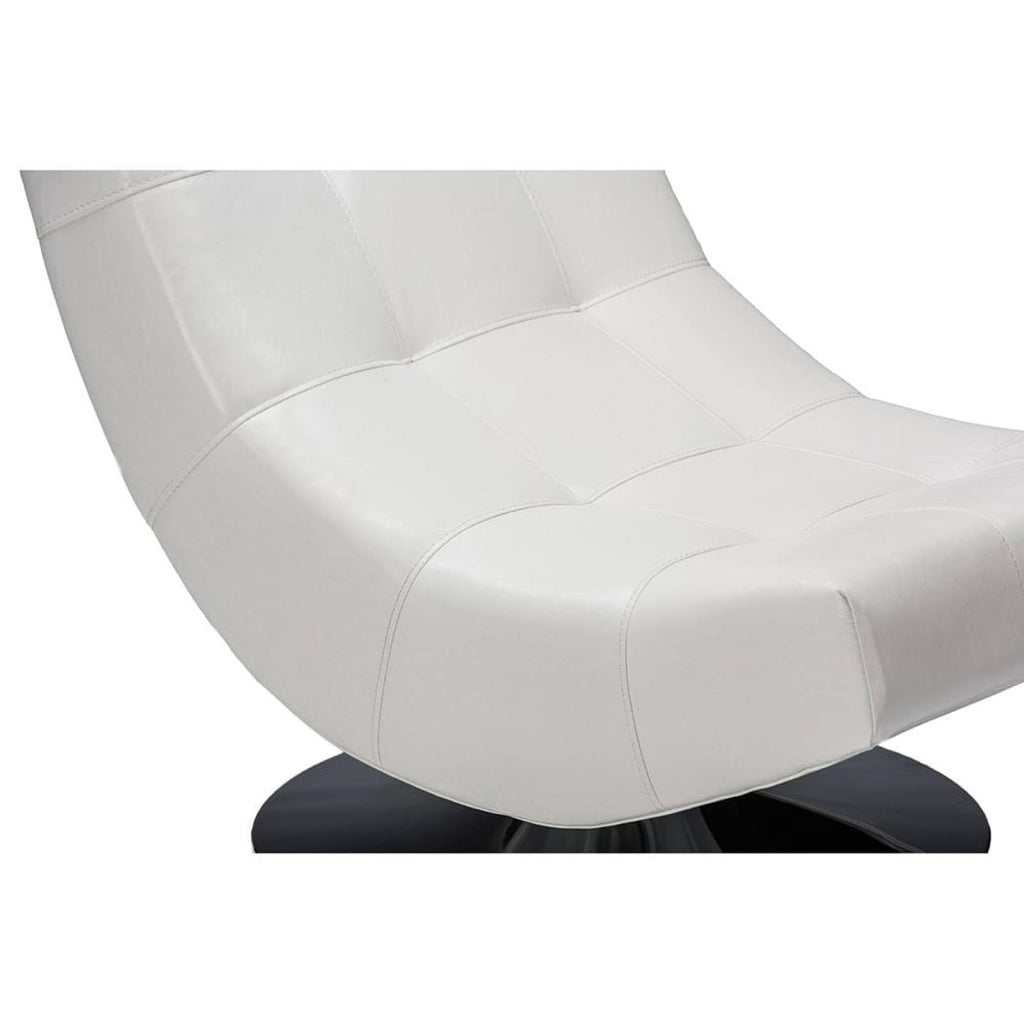 White Faux Leather Swivel Chair with Metal Base S4547
