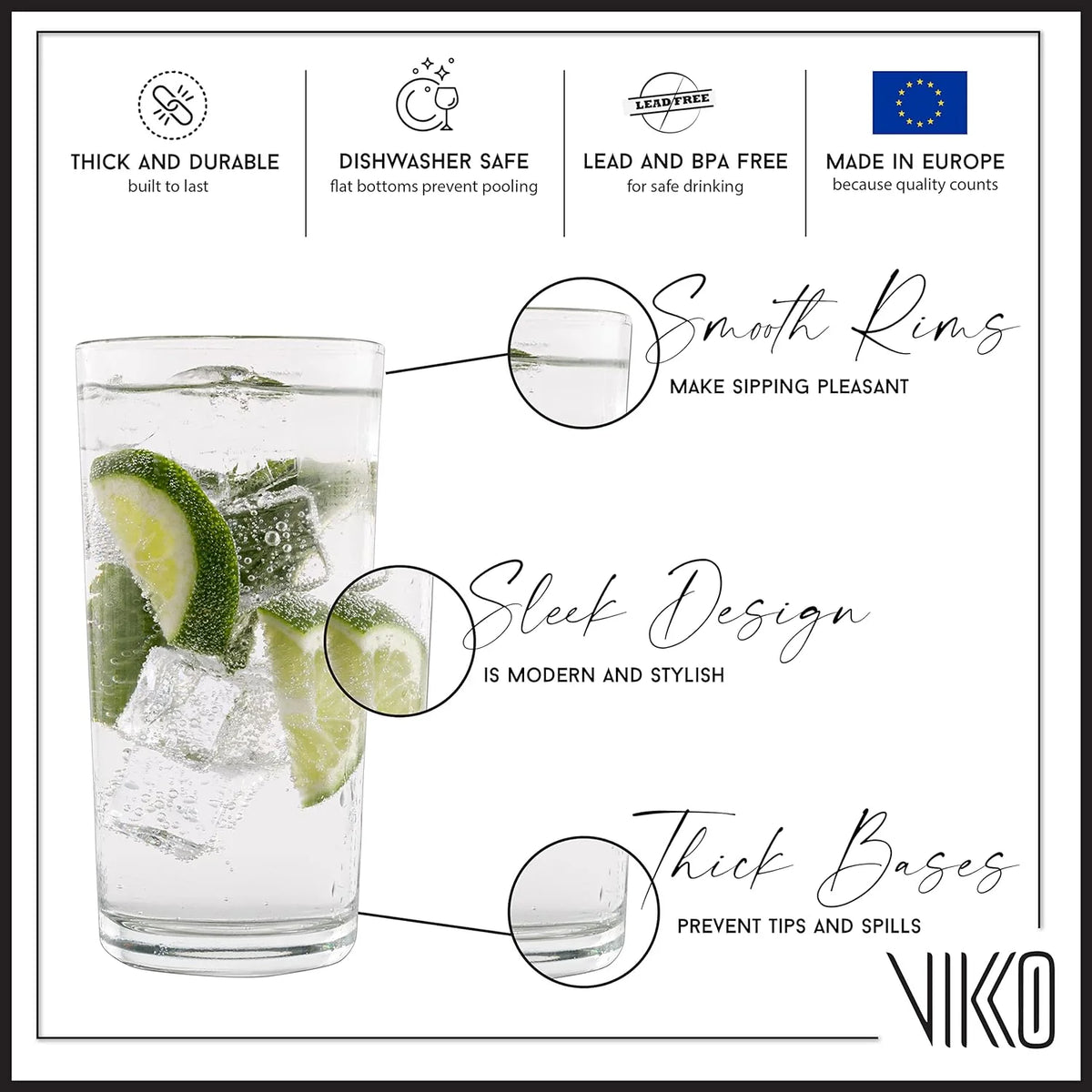 8.5 Ounce Tall Drinking Glasses Set Of 12 H969793