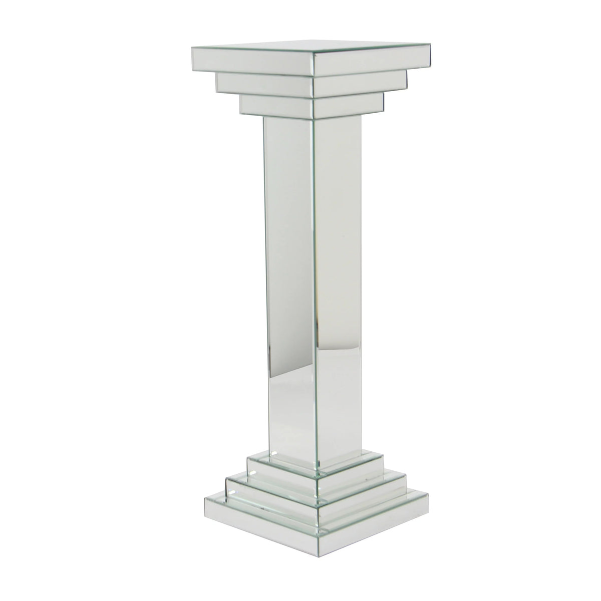 12" x 36" Silver Glass Mirrored Pedestal Table M58606