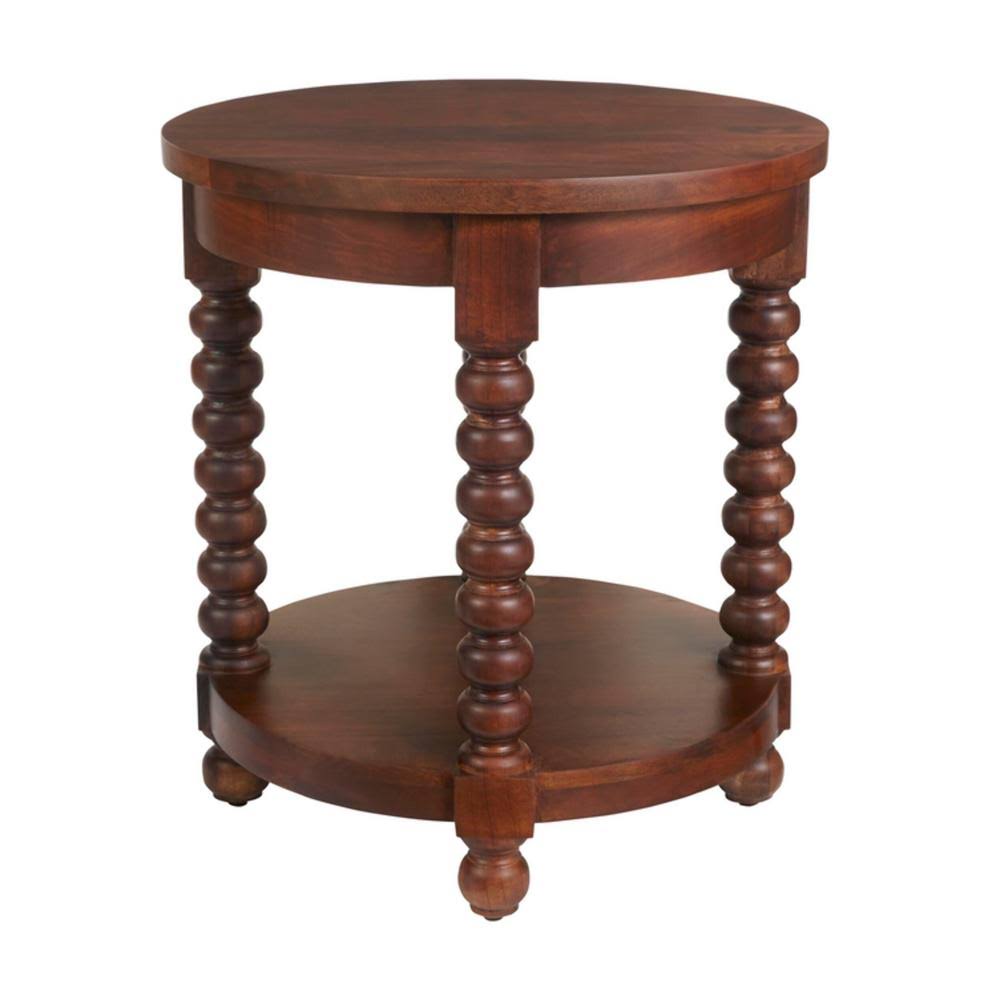 Round Walnut Finish Wood End Table B8954