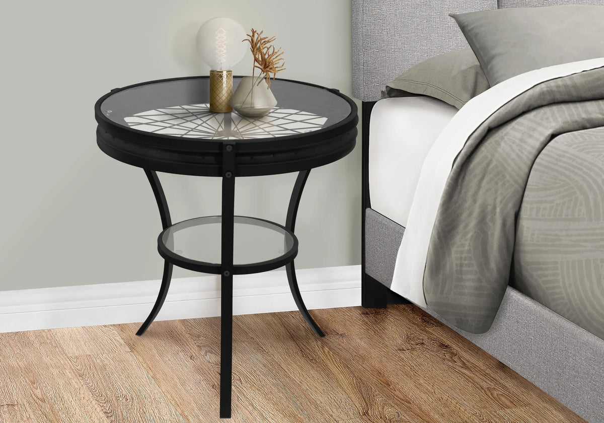 Round Clear Tempered Glass Accent Table D291562