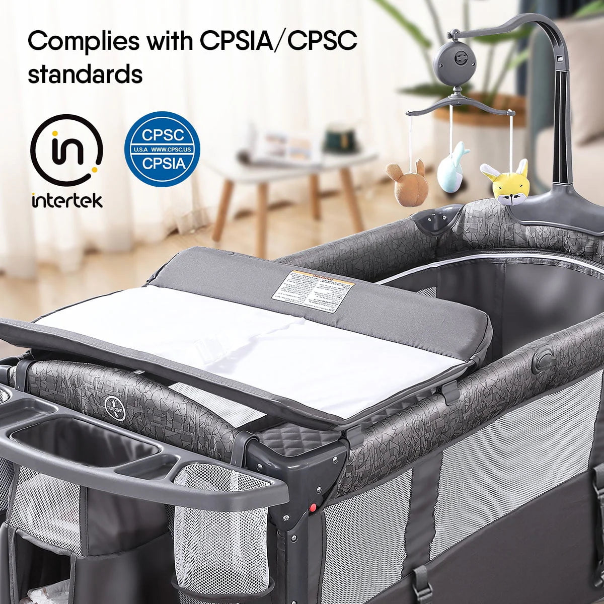 Infant Bedside Sleeper Bassinet with Wheels E8718