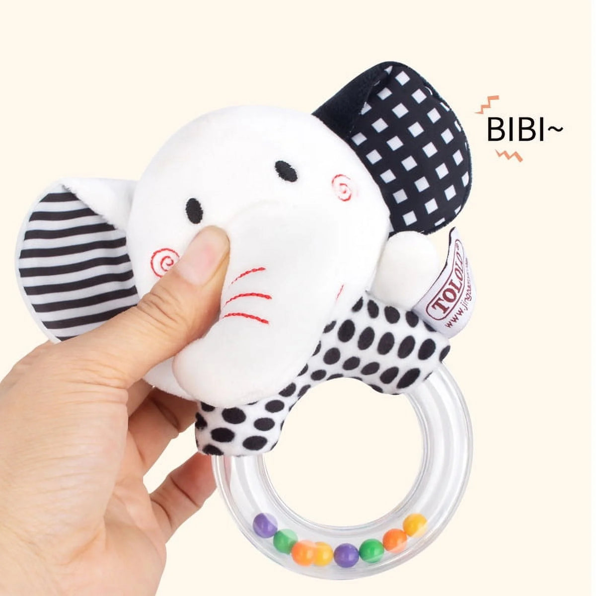 Black and White Plush Baby Rattle Set of 2 E6261