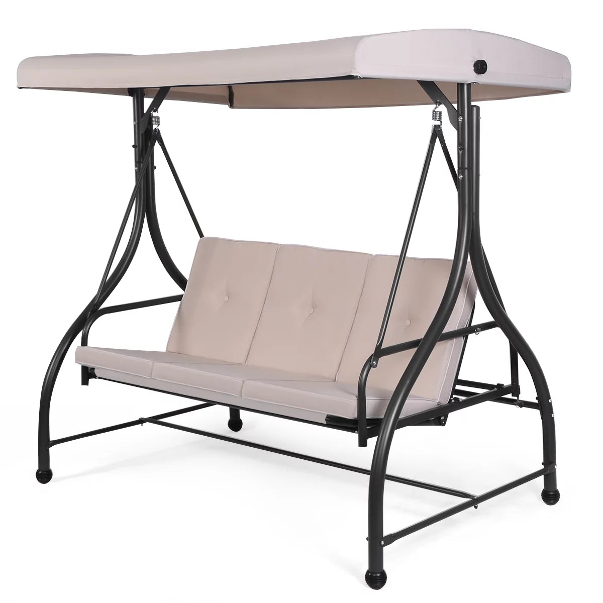 Converting Outdoor Swing Canopy Hammock 3 Seats Beige D8422