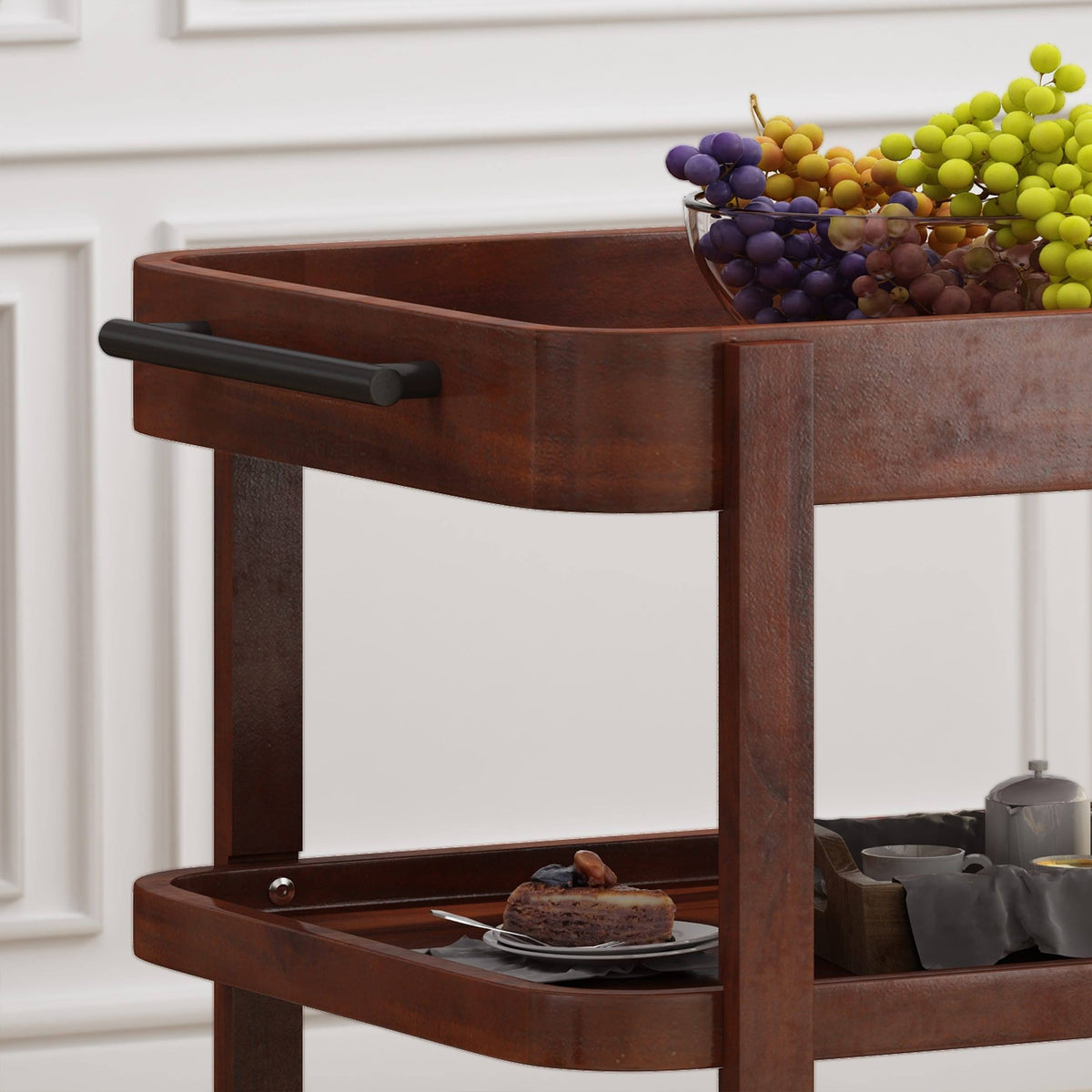 Brown and Mahogany Bar Cart H73701