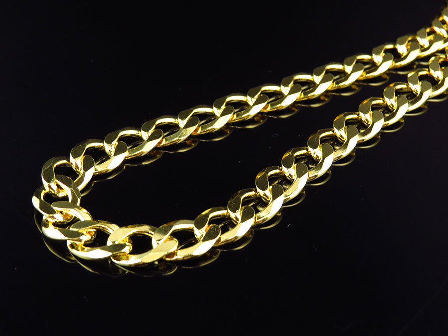 Yellow Gold Finish Sterling Silver Miami Cuban Link Chain Necklace K444893