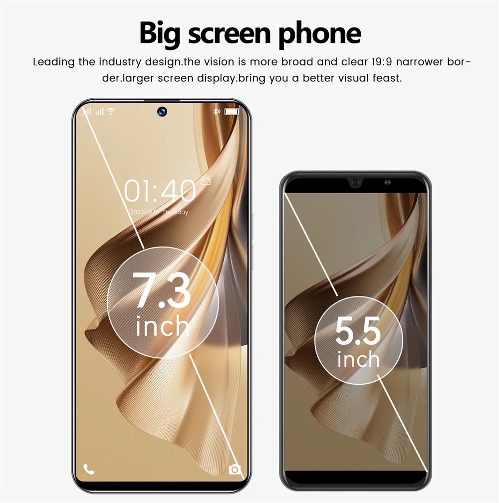 Purple 7.3 Inch Android 13 Smart Phone 16Gb Dual Sim Standby 7800Mah 5G Network Mobile Phone S211