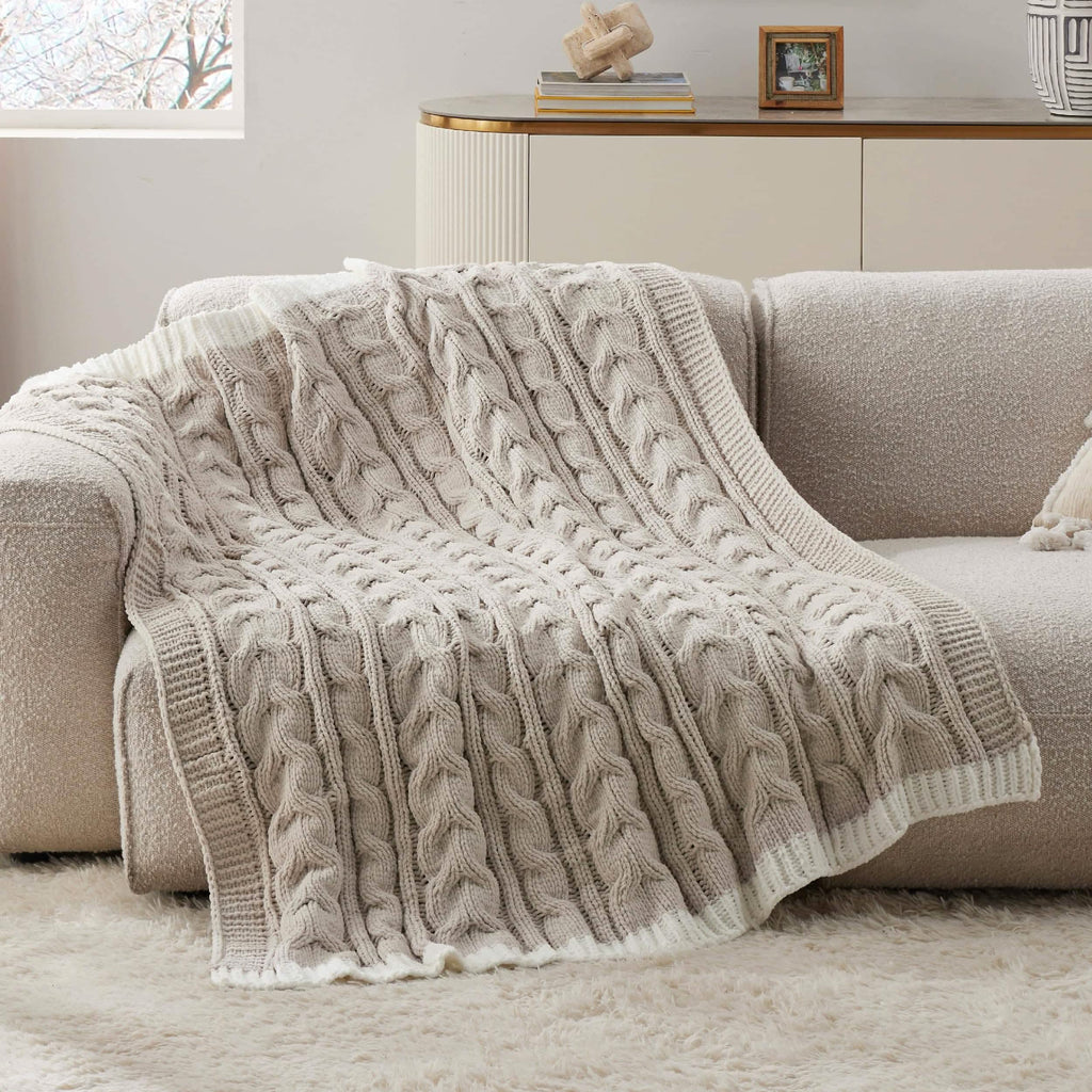 Chenille Chunky Knit Throw Blanket B556814