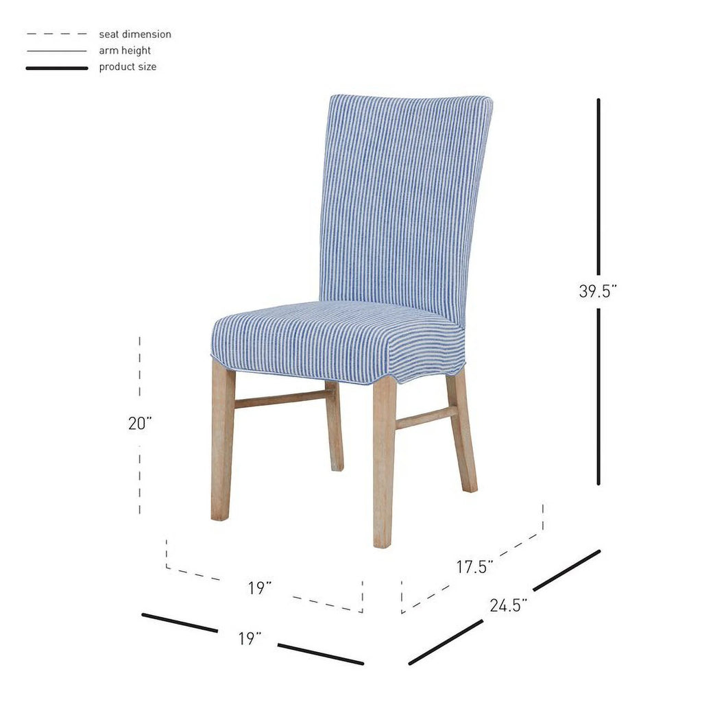 Blue Stripes Fabric Chair Set of 2 T90389