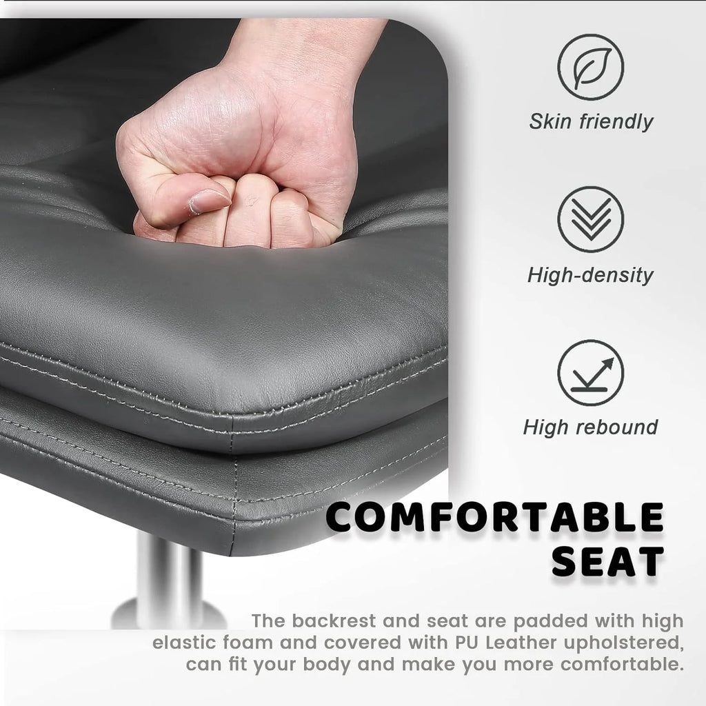 Grey PU Leather Armless Swivel Desk Chair H5728