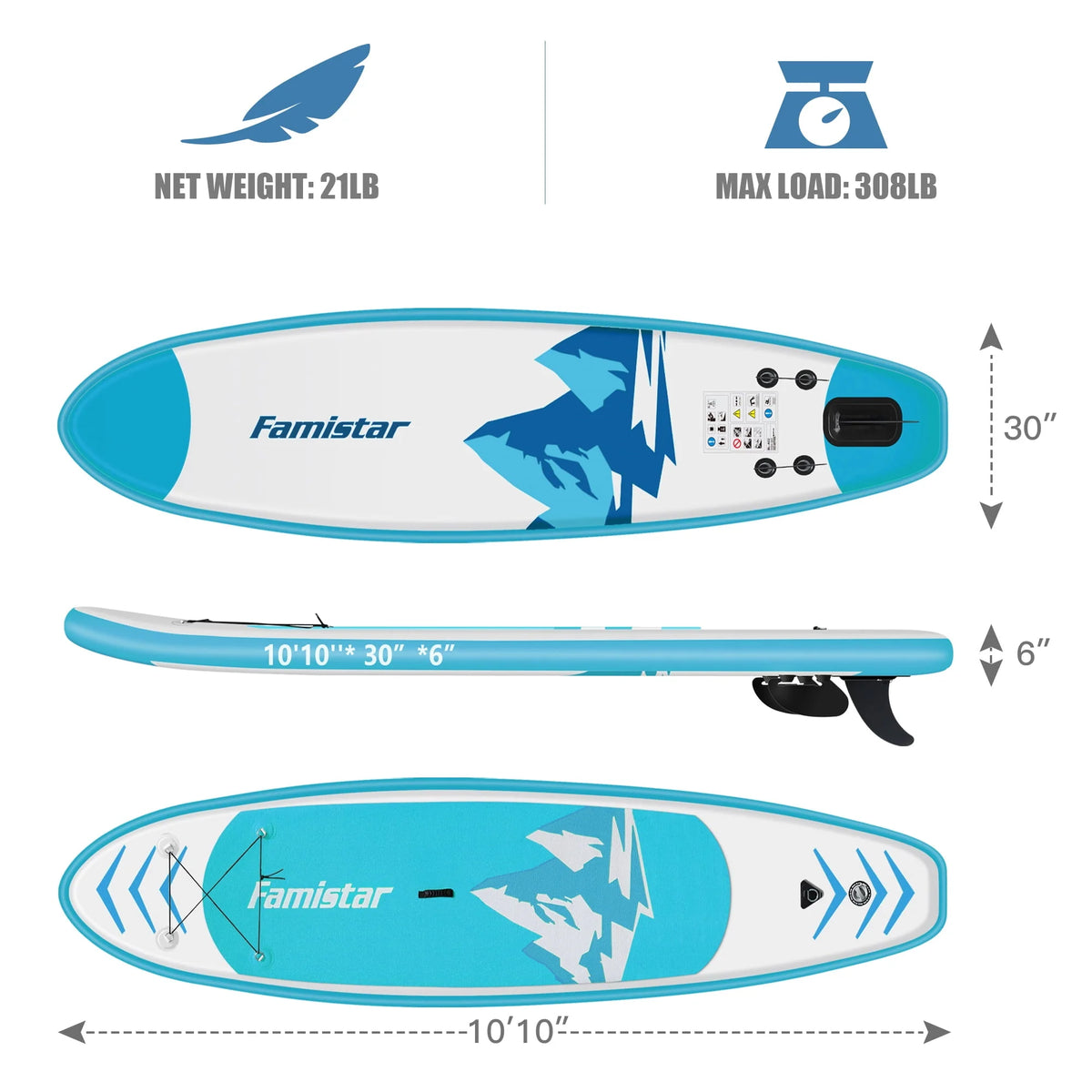 10' Inflatable Stand Up Paddle Board Non-Slip Deck S624991