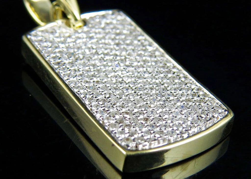 10K Yellow Gold Dogtag Diamond Pendant with 10K Franco Chain E954