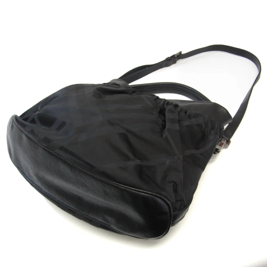 Black Leather Nylon Handbag Shoulder Bag K347