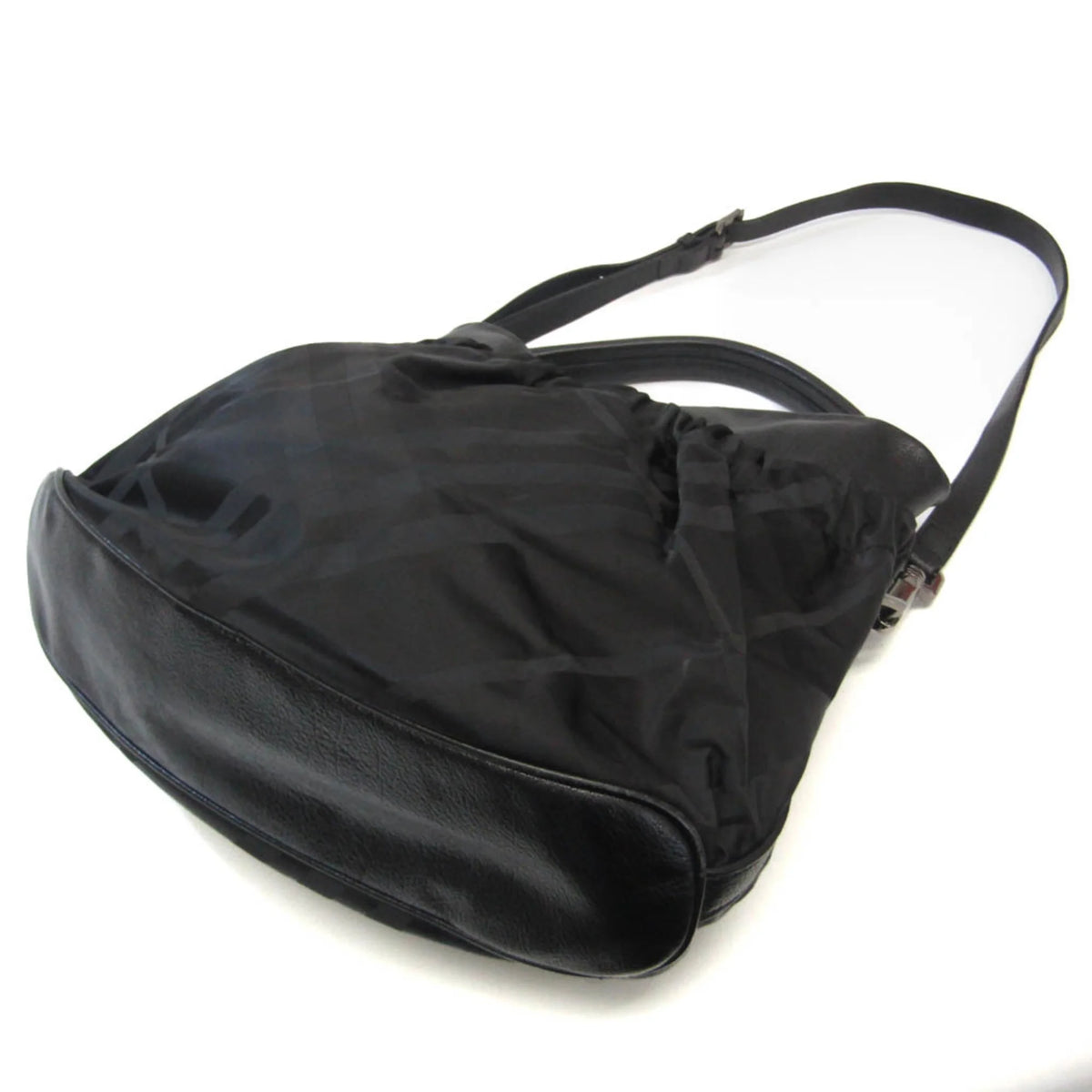 Black Leather Nylon Handbag Shoulder Bag K347
