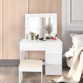 White Makeup Vanity Set with Lights, 4 Drawers and Cushioned Stool W704953