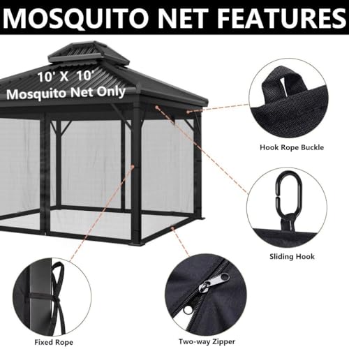 4-Panel Canopy Screen Wall with 2 Zippers (Black) Y806209