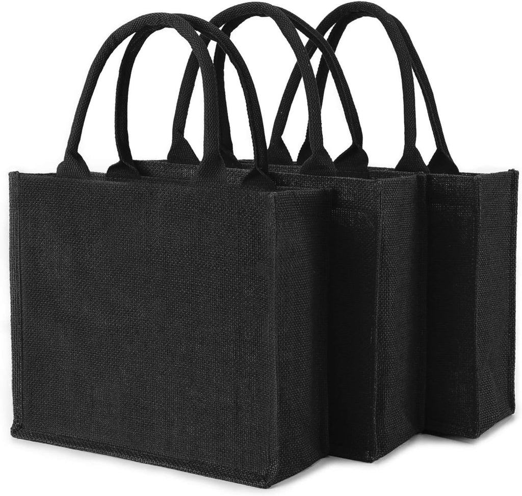 3 Pack Large Burlap Jute Canvas Tote Bags with Handles F31228