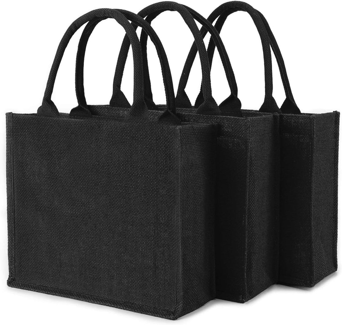3 Pack Large Burlap Jute Canvas Tote Bags with Handles F31228