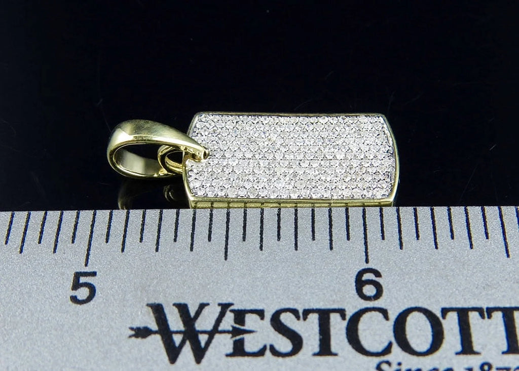 10K Yellow Gold Dogtag Diamond Pendant with 10K Franco Chain E954