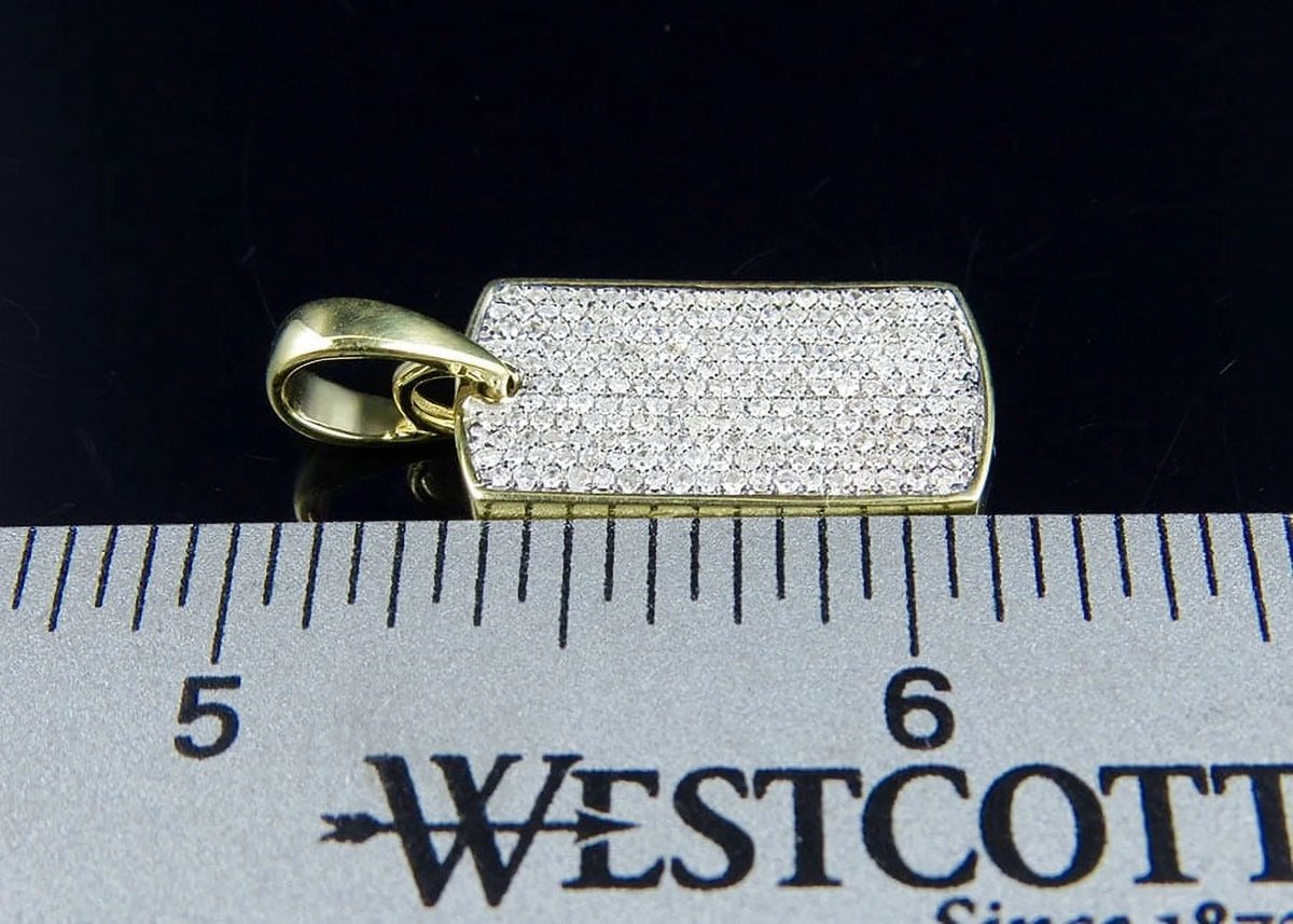 10K Yellow Gold Dogtag Diamond Pendant with 10K Franco Chain E954