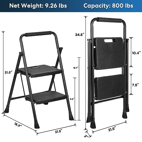 Black 3 Step Folding Steel Ladder Q5946