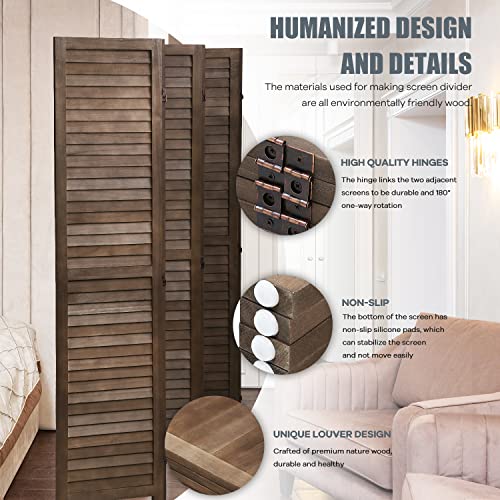4 Panel 5.75FT Wooden Folding Room Divider W708874